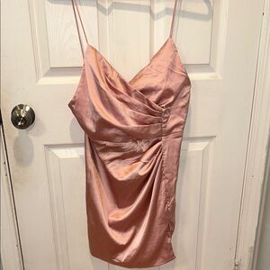 Superdown Gold Mini Slip Dress Spaghetti Strap
